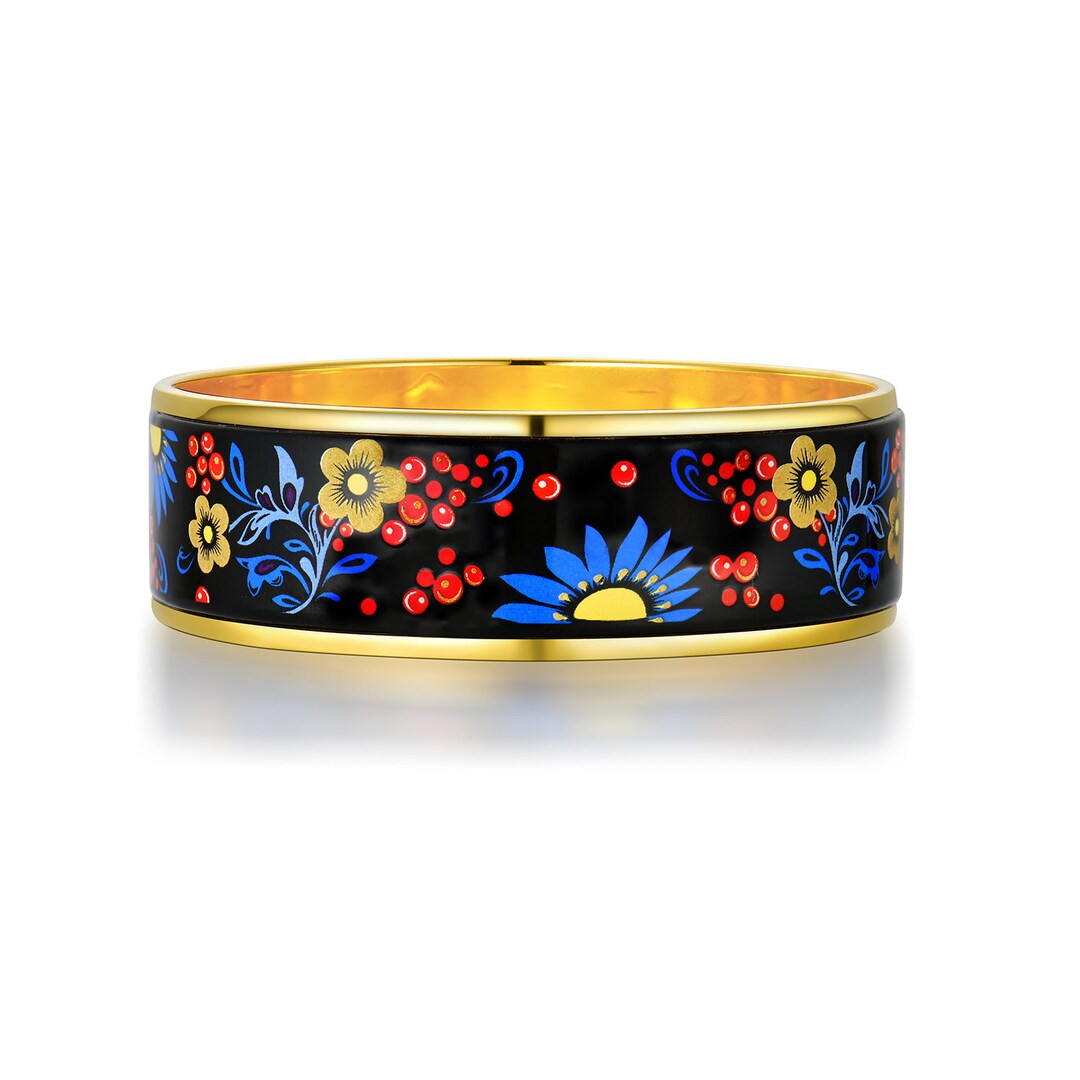 Stylish Enamel Flower Bangle Handmade Bangle Bracelet From Etsy