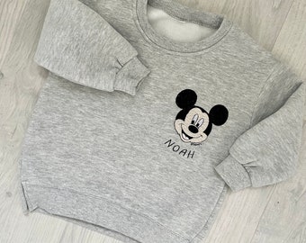 Kids Personalised Mickey Mouse Sweatshirt - Grey Marl