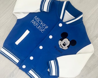 Kids Personalised Mickey Mouse Varsity Jacket / Sweatshirt - Blue