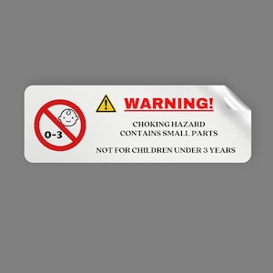 Autocollants de mise en garde contre les petites pièces | Étiquettes d'avertissement | Autocollants pour petites entreprises | Sticker 9 x 3,5 cm | Autocollant de risque d'étouffement | Étiquettes de restriction d'âge