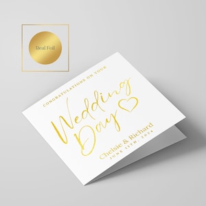 Cartão de dia de casamento personalizado, feliz para sempre, parabéns, cartão de parabéns ao casal feliz, cartões de parabéns em folha real