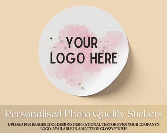 Custom logo labels, personalised stickers, Waterproof round logo business stickers, High Quality Stickers,  custom photo or any tex Labels