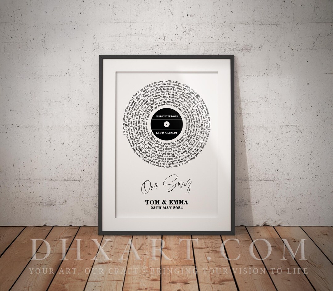 Custom Vinyl Lyrics Print, Personalised Music Poster, Customisable