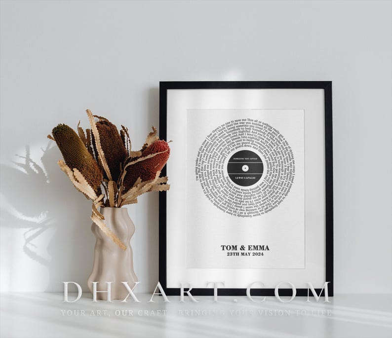 Custom Vinyl Lyrics Print, Personalised Music Poster, Customisable