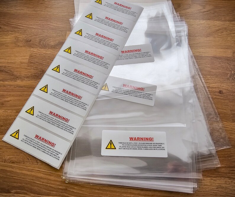 10x13 Inch Clear Self Seal Poly Bags - 500 Count, Resealable Adhesive, Suffocation Warning, For Packaging, T-Shirts, FBA