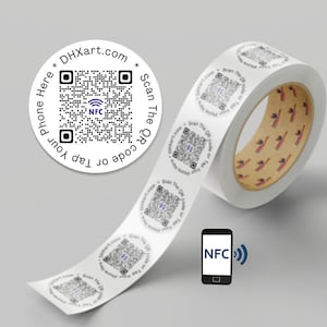 NFC Round QR code labels, custom qr Stickers with smart nfc chip, qr inventory waterproof qr code labels business NFC labels qr code sticker