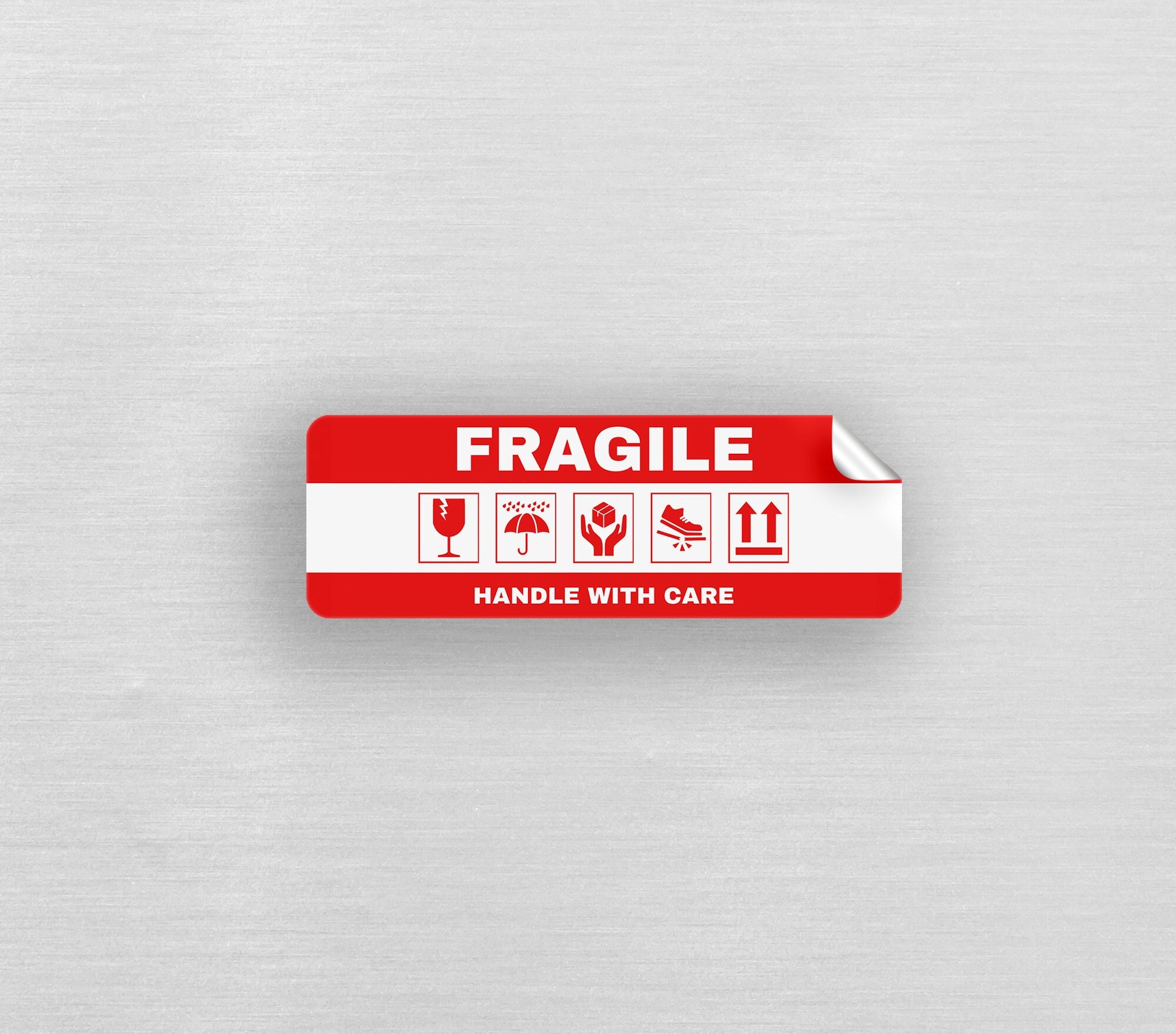 FRAGILE SI PREGA di maneggiare con cura - piccola cartolina rossa - etichette appiccicose / adesivi EUR 3,20 - IT