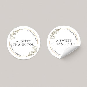 A Sweet Thank You Custom Wedding Favour Labels, Personalised Wedding Stationery, Sweet Cart Sticker, Candy Bar, Modern Wedding Stickers