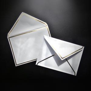 高級金箔ボーダー封筒 / 結婚式用 A6 封筒 / 招待状用封筒 / Save the Dates RSVP A6 箔封筒