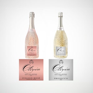 Autocollant personnalisé en vinyle pour étiquette de vin champagne Prosecco, cadeau de nouveauté amusant, anniversaire d'anniversaire, étiquette de bouteille personnalisée, tous les noms et toutes les occasions