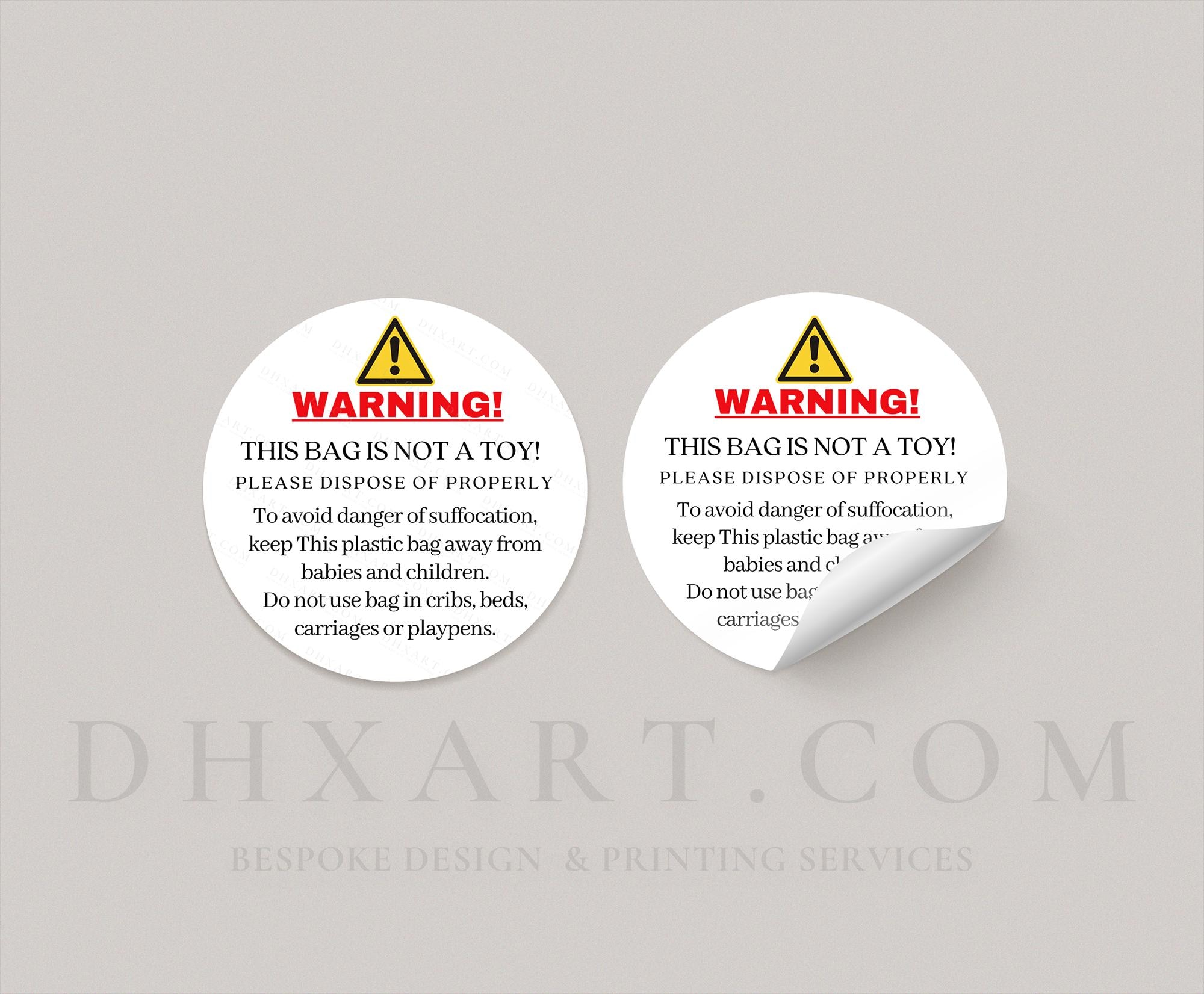 Scritta Adesiva Rotolo Da 500 Etichette Adesive 2x2 Pollici Avviso Rischio Soffocamento 980648