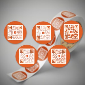 Round custom QR code labels, QR Sticker, smart qr sticker, qr inventory, QR code labels, packaging business labels, Colourful qr code label