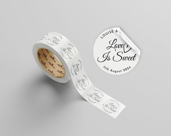 Love Is Sweet Sticker, Personalised Party Favour Stickers, Candy Favor Labels, Wedding Cupcake Label, Love Is Sweet Wedding Favor Labels