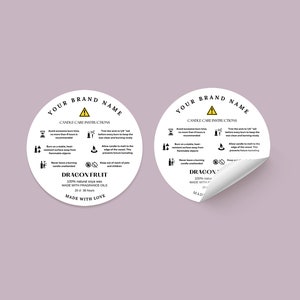 Étiquette d'avertissement de bougie | Autocollants d'avertissement de bougie | Étiquettes de non-responsabilité pour bougies | Autocollants d'avertissement | Instructions sur l'étiquette d'avertissement imprimée