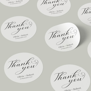 Wedding Thank You Stickers For Envelopes, Personalised With Names, Wedding Favour Stickers, Candy Favour Labels, Wedding Cupcake Label