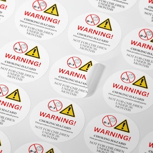 Choking Hazard Sticker Not for Children Under 3, Business Warning Label  Small Parts Seals under 36 months stickers labels round labels kids