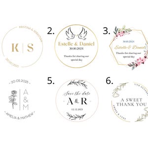 6 Designs Wedding  Personalised Party Favour Stickers, Candy Favor Labels, Wedding Cupcake Label, Wedding Favor Sticker sweet gifts Custom