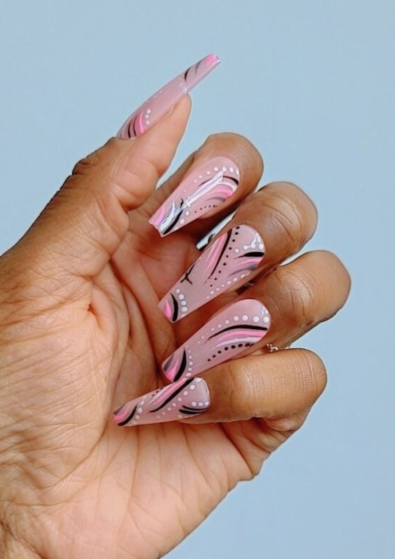 Tribal Handmade Press on Nails Hand Painted 90s Nail Designs Popart Nail  Designs Tribal Nail Art Custom Nails Made in the UK - Etsy