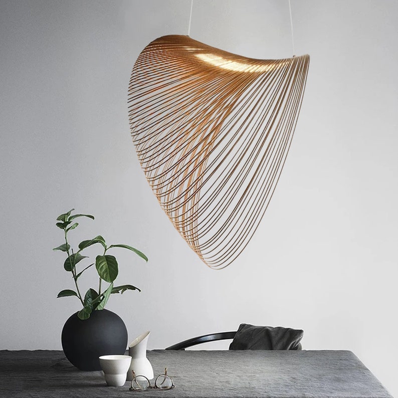 Bamboo Pendant Lights Living Dining Room Restaurant Hanging Etsy