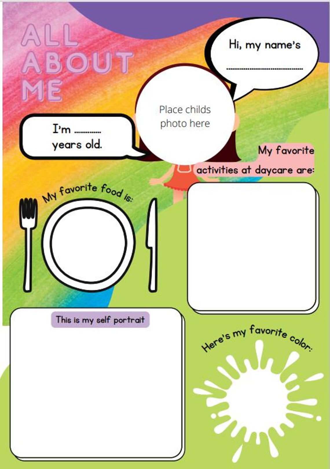 All About Me 4 Printable Coloring Pages for Toddlers and Preschoolers ...