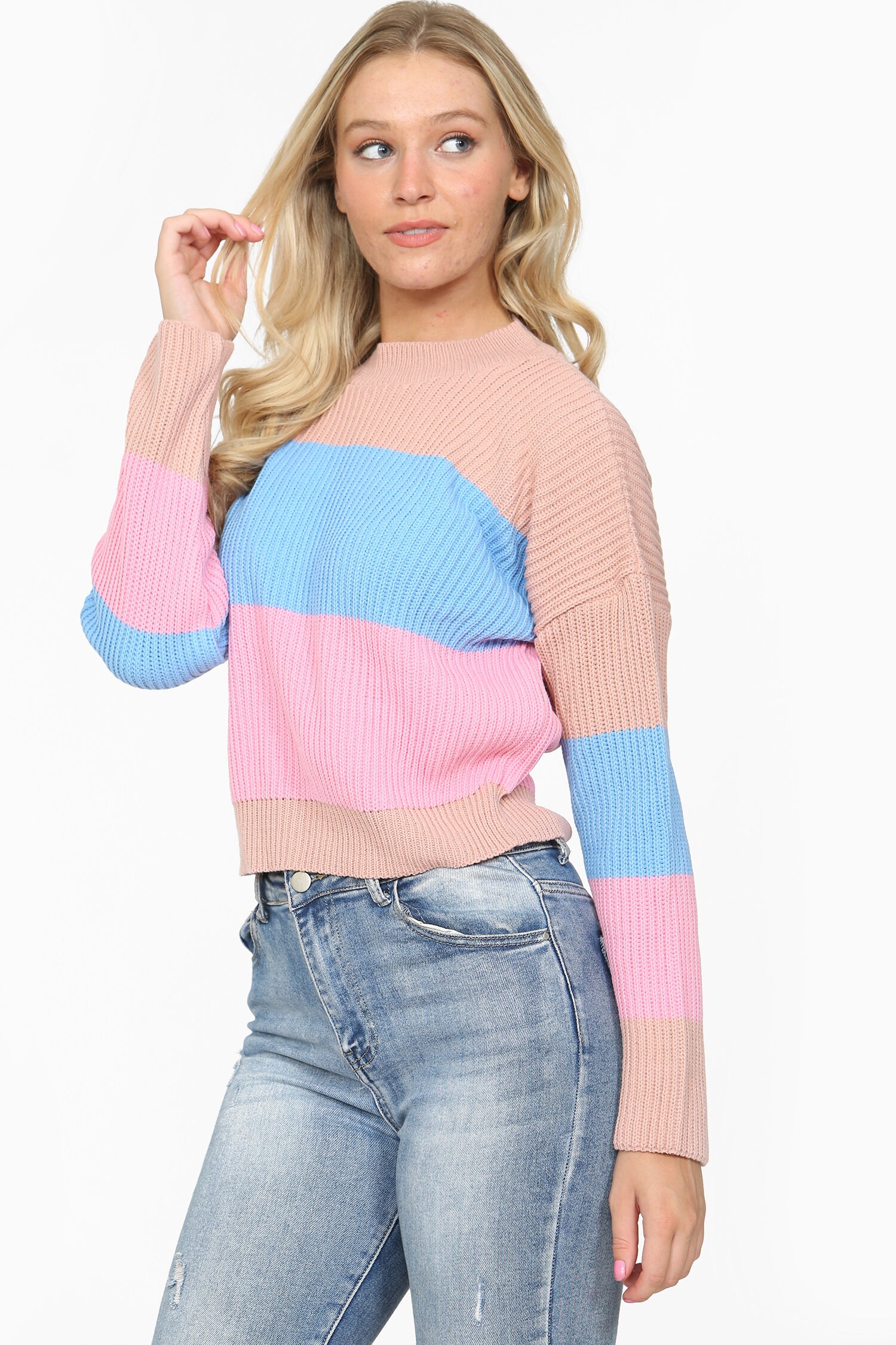 Blue Colour Stripped Block Jumper, Made in the UK. - Etsy UK