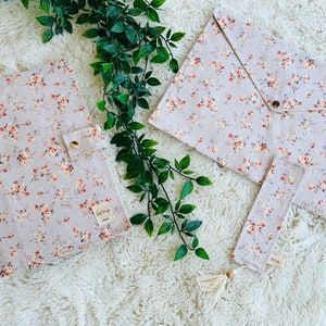 Handmade Floral Cotton Stationery Set: File Holder, Book Cover, Bookmark