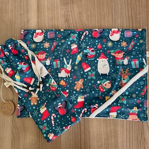 Christmas Placemat Set For Kids, Placemat with Carrying Bag, Digital Printed Fabric, Washable American Service, Cute Gift for Children