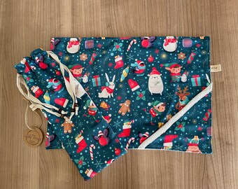 Weihnachtliches Tischset für Kinder: Digitaldruck-Stoff, Waschbar mit Tragetasche