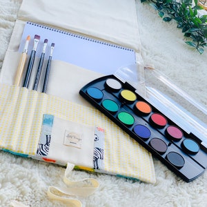 Bolsa portátil de tela para dibujo y lápiz, bonita bolsa para pinceles, organizador, juego de pintura de diseño personalizado, portada de libro de dibujo, regalo para Navidad