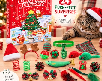 Cat Advent Calendar 2026, 24 Day Christmas Countdown with Cat Toys, Funny Holiday Gift for Cats & Cat Lovers