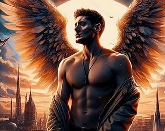 Pintura de diamantes de Supernatural, Dean Winchester sin camisa, alas de ángel, kit de arte de diamantes 5D, regalo sexy para fans, manualidades de fandom de televisión