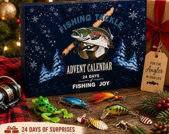 Calendario de Adviento de Señuelos de Pesca, Caja de Aparejos de 24 Días para la Cuenta Regresiva Navideña, Regalo para Pescadores, Papá y Pescadores