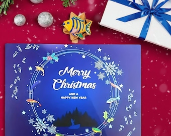 Calendario de Adviento de Señuelos de Pesca, Cuenta Regresiva Navideña de 24 Días para Agua Dulce, Caja Sorpresa Master Baiter para Agua Salada, Regalo de Pesca para Él y Ella