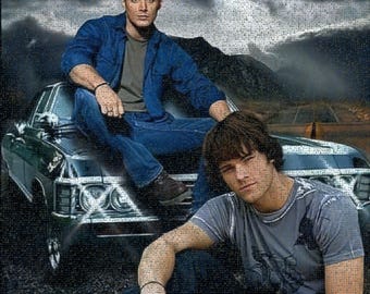Kit de pintura de diamantes Supernatural, Sam y Dean Winchester, Impala 5D Diamond Art, Regalo para fans de Supernatural