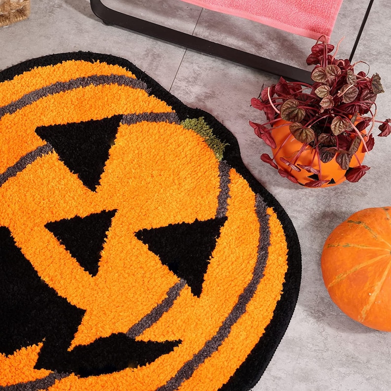 Halloween Pumpkin Rug Trick or Treat Doormat Kitchen Mat Etsy