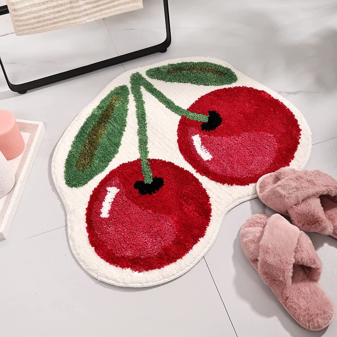 Cute Cherry Rug 24in X 20in Washable Kitchen Mat Living Etsy