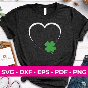 Heart Shamrock SVG, St Patricks Day SVG, Four Leaf Clover SVG, Irish svg, Shamrock svg, Cricut Cut File, svg/png/dxf/eps/pdf file formats