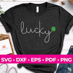 Lucky SVG, St Patricks Day SVG, Four Leaf Clover SVG, Irish svg, Shamrock svg, Cricut Cut File, svg/png/dxf/eps/pdf file formats