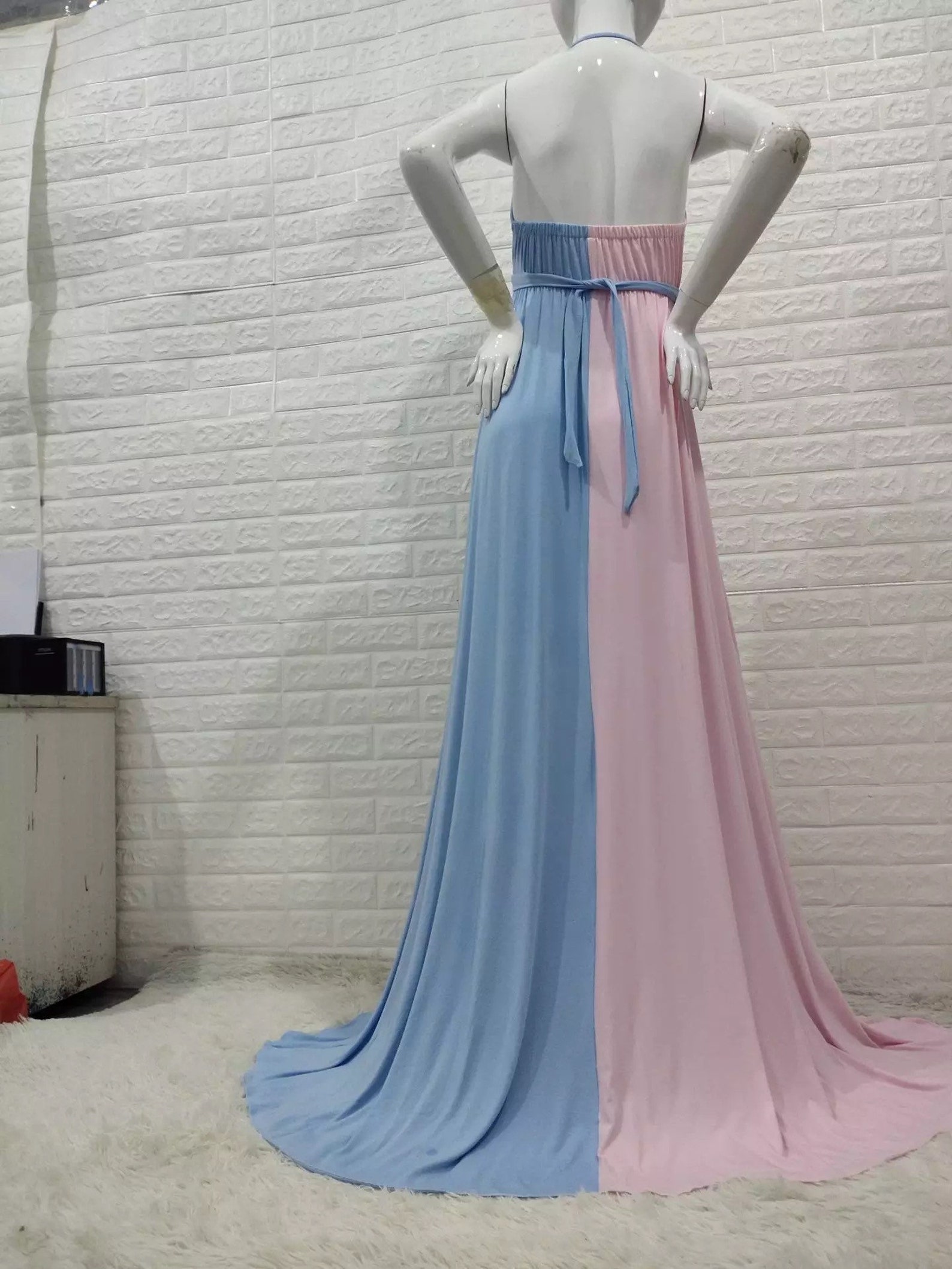 Pink & Blue Gender Reveal Maternity Dress Baby-shower Maxi - Etsy