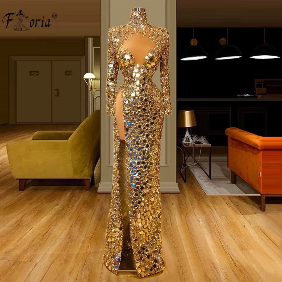 Long Gold Dress - Etsy
