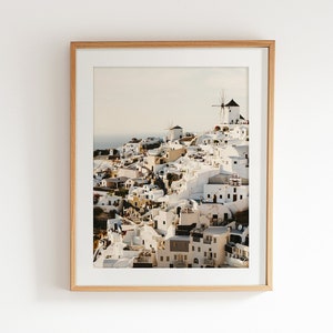 Santorini Greece Photo Print - Summer in Greece Home Decor - Santorini Wall Art - Oia Wall Print - Santorini Windmills & Houses