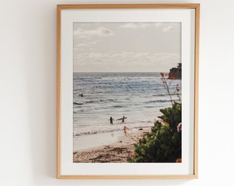 Plage de San Diego - Décoration de chambre Beachy, cadeau poster rose Californie pour cow-girl côtière et surfeuse