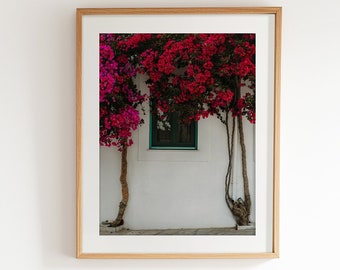 Bougainvillea Fine Art Photography - Pink Greece Wall Art, Girls Room Decor, Mediterranean Floral Poster