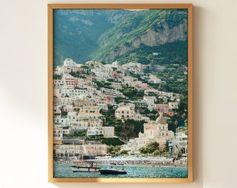Impression photo style Positano de l'été italien, art mural côte amalfitaine et île de Capri, souvenir d'Italie, Dolce Far Niente