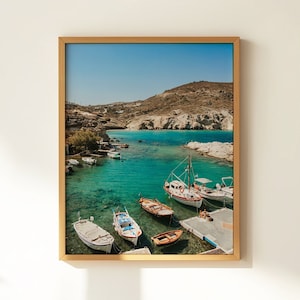Beautiful Milos Beach Print, Vibrant Greece Beach Photo, Greek Fishing Boat on Mandrakia Milos, Coastal Greece Print, Perfect Milos Gift