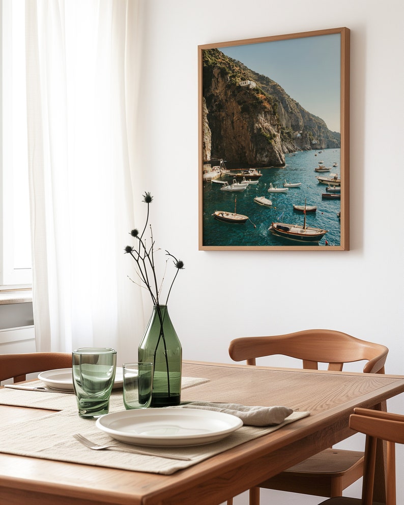 Italian Summer Positano Art Print, Capri Island, Italy Photo Print, Italy Trip Souvenir, Dolce Far Niente, Nautical Wall Art