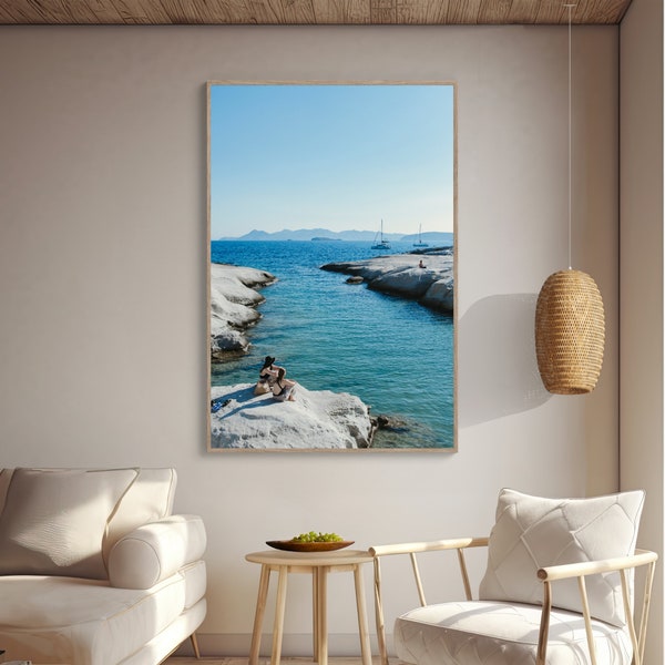 Greece Beach Print, Greek Island Print, Fine Art Photography, Greek Wall Art, Milos Greece Photography, Slim Aarons Inspired