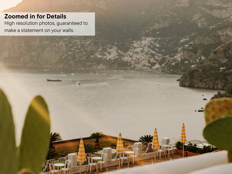 Amalfi Coast Print Wall Art, Beach Poster, Italy Photography, Positano Cafe & Capri Souvenir