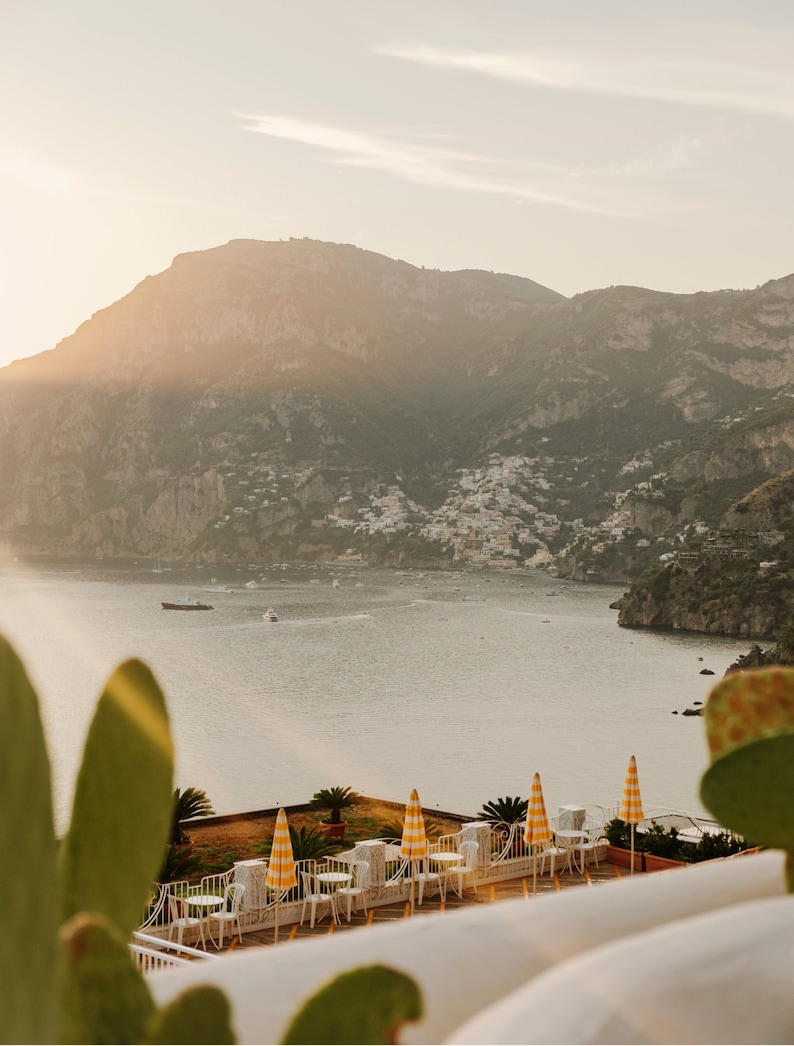 Amalfi Coast Print, Slim Aaron Inspired Wall Art, Beach Poster, Italy Photography, Positano Cafe & Capri Souvenir
