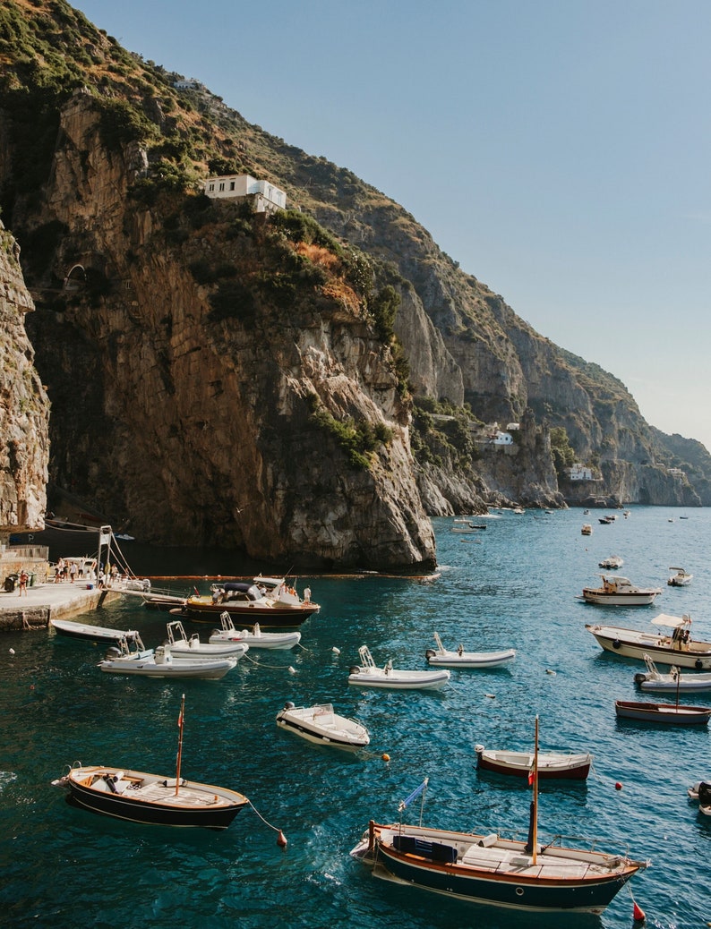 Italian Summer Positano Art Print, Capri Island, Italy Photo Print, Italy Trip Souvenir, Dolce Far Niente, Nautical Wall Art